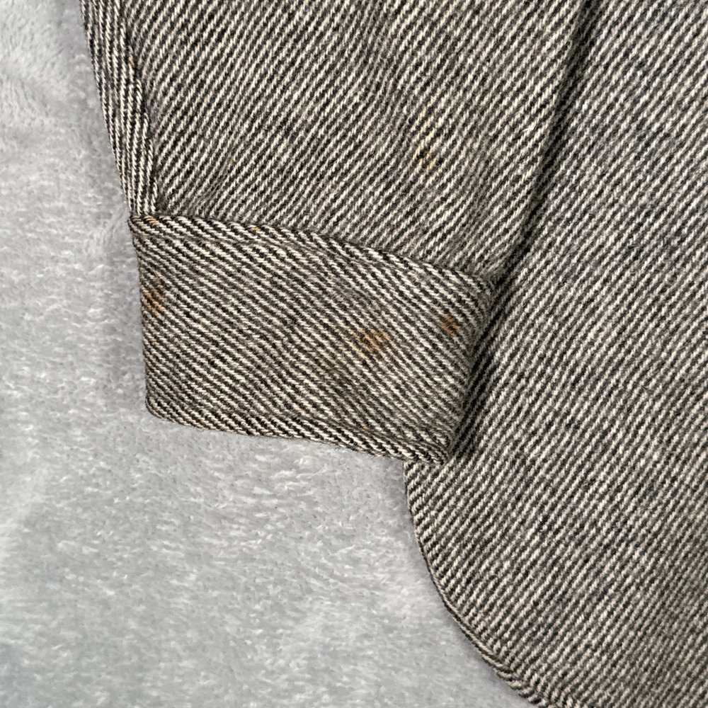 Woolrich Jacket Mens L Gray Wool Herringbone Tweed CPO Shirt Jacket *FLAWS - Picture 11 of 13